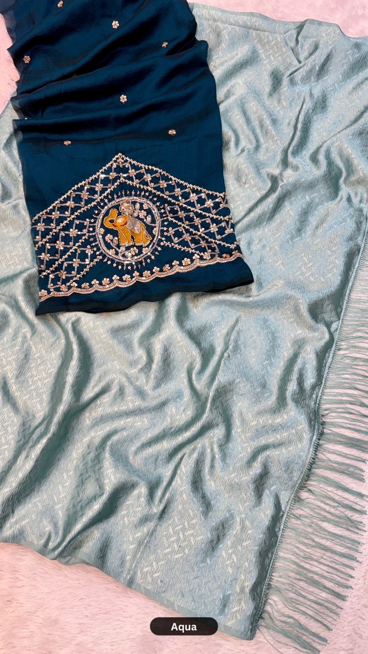 Party Wear Saree With Handwork Blouse