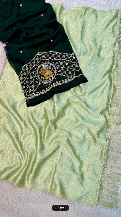 Party Wear Saree With Handwork Blouse