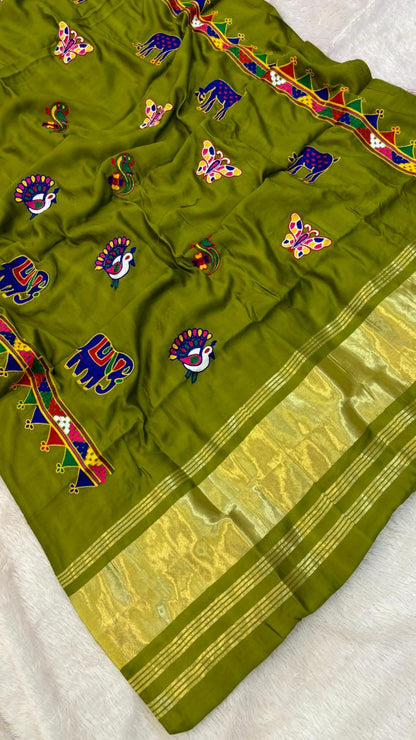 Kutchi Multi Work Duppta with Lagadi Patta - Mehandi