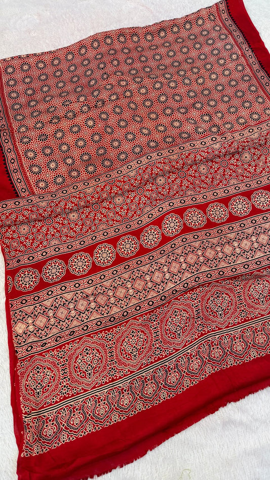 Hand Ajrakh Saree SALE : 23